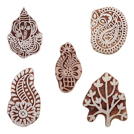 Set of 5 Piece New Mix Wooden Printing Blocks